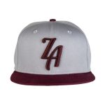 ZA Cap Grey Maroon front Caps